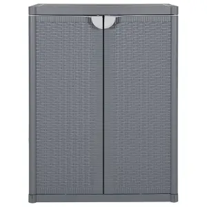 Berkfield Garden Storage Cabinet Grey 65x45x88 cm PP Rattan