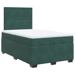 Berkfield Box Spring Bed with Mattress Dark Green 120x200 cm Velvet