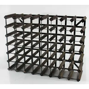 Liddle 56 Bottle Wine Rack Dark Oak Stained Pine / Black Steel