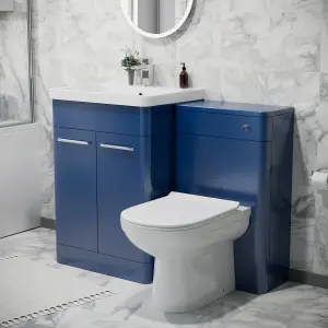 Nes Home 600mm Freestanding Vanity Unit with Basin, BTW Toilet, WC unit Royal Blue