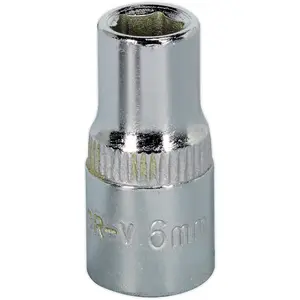 6mm Forged Steel Drive Socket - Polished Chrome Vanadium 1/4 Inch Square Drive Tool