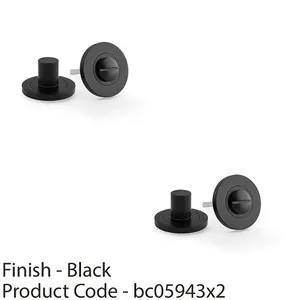 2 PACK - Modern Hammered Thumbturn & Release Lock - Matt Black - Bathroom Door WC