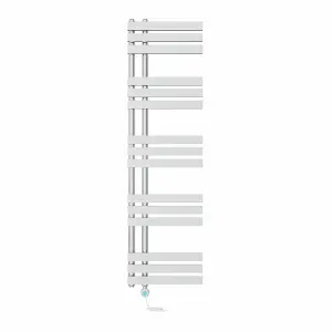 Rinse Bathrooms Designer Electric Thermostatic Heated Towel Rail D Shape Bathroom Ladder Style Radiator Warmer 1600x450mm Chrome