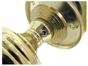 Door Knobs Reeded Heavy Duty Mortice Knob - Polished Brass 64mm