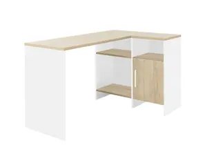 Diagone Chestnut & White Corner Desk