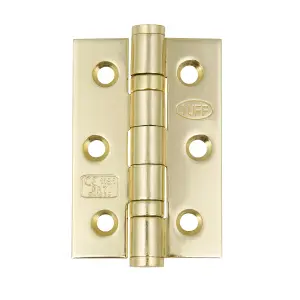 Hafele Brass-plated Metal Butt Door hinge NO92 (L)76mm (W)51mm, Pack of 2