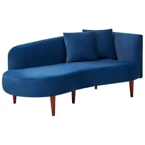 Right Hand Velvet Chaise Lounge Blue CHAUMONT