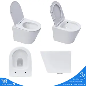 Rimless Wall Hung Toilet Pan with Seat