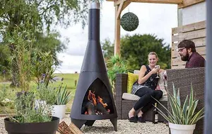 La Hacienda 56087B Colorado Medium Chimenea Chiminea Black Steel Heater Modern