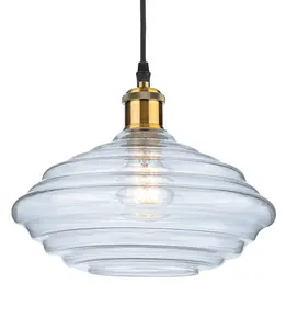 Luminosa Logan Dome Pendant Light Antique Brass with Clear Glass