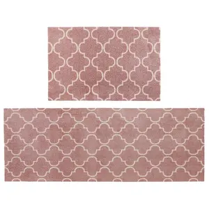 JVL Mega Machine Washable Doormat and Runner, Rose Lattice