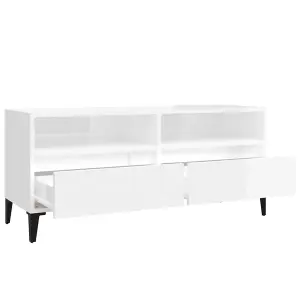 Berkfield TV Cabinet High Gloss White 100x34.5x44.5 cm Engineered Wood