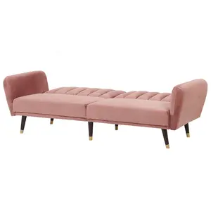 Beliani Glam Sofa Bed VIMMERBY Pink Velvet