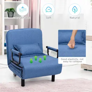 Costway Single Folding Sofa Bed Chair Modern Fabric Sleep Function Holder With Pillow