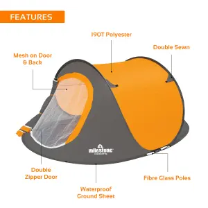 Milestone Camping 2-Person Pop-Up Tent with Portable Carry Bag