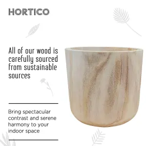 HORTICO™ Indoor Plant Pot, (Dia) 27cm CRAFT Round Wooden Planter for House Plants with Waterproof Liner D27 H24 cm, 9.1L