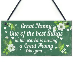 Red Ocean Great Nanny Plaque Hanging Sign Grandparent Gifts From Grandchildren Keepsake Birthday Christmas THANK YOU