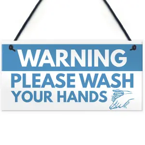 Warning Sign Please Wash Your Hands Bathroom Toilet Sign Hanging Plaque Home Decor