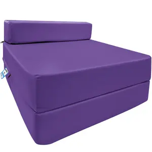 Fold Out Single Z Bed Futon Sofa Chair Mattress - Purple