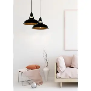 Lucide Brassy-Bis Industrial Pendant Light 31cm - 1xE27 - Black