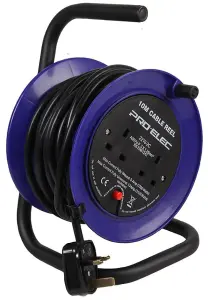 PRO ELEC - 2-Gang Mini Cable Reel Mains Extension, 10m