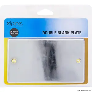 Chrome Polish Double Blank Plate Switch Home Office Light Electric Socket