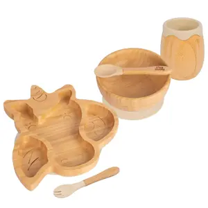 5pc Bamboo Unicorn Baby Weaning Set - Beige