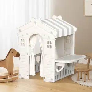 Plastic Playhouse for Kids Outdoor Garden Pretend Play Games with Curtain Suitable for ages 2 to 4