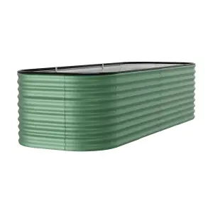 240cm W x 80cm D Oval-Shaped Galvanized Steel Raised Garden Bed Outdoor Use Only,  Light Green