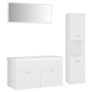 Berkfield Bathroom Furniture Set White Engineered Wood