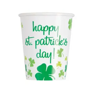 Unique Party Happy St. Patricks Day Party Cup (Pack of 8) White/Green (One Size)