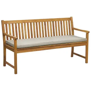 Garden Bench with Cushion VIVARA Certified Acacia Wood Beige