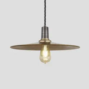 Industville Sleek Flat Pendant, 15 Inch, Brass, Pewter Holder