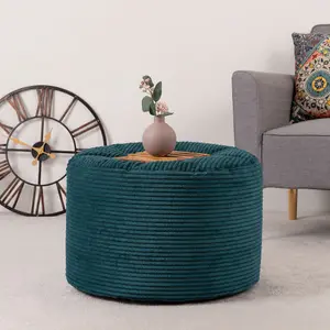 icon Frankie Corduroy Bean Bag Pouffe Teal Green Large Cord Footstools