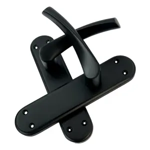 Genova Door Handles Matt Black Twist Lever Latch Marina Backplate