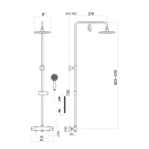 Middleton Black Round Rigid Riser Shower