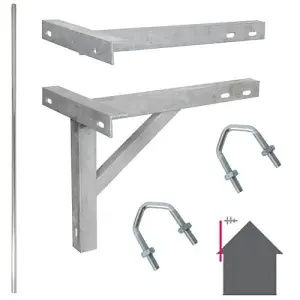 6 Ft / 1.8M Straight Mast & 12" T&K Bracket TV Aerial Wall Mounting Pole Kit