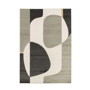 Melrose Turin Bold Abstract Patterned Grey Black Large Area Rug 120/170cm