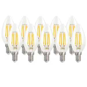 Harper Living 4.5 Watts E14 LED Bulb Clear Candle Warm White Dimmable, Pack of 10