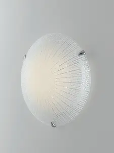 Luminosa CHANTAL LED Patterned Glass Flush Ceiling Light White 1820lm 4000K 40cm