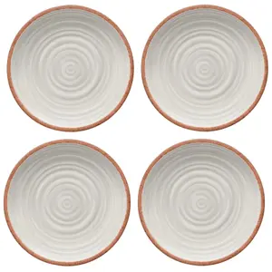 Purely Home Rustic Swirl Ivory Melamine Dinner Plates - Set of 4