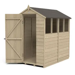 Forest Garden 6x4 ft Apex Wooden Shed with floor & 4 windows - Assembly service included