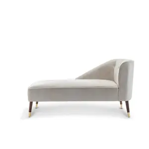 Left Hand Chaise Lounge in Faux Leather Suede Cream