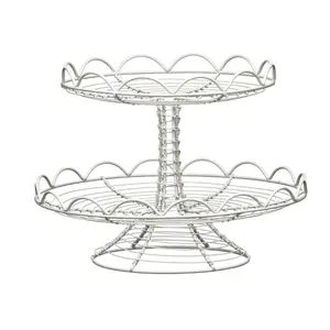 2 Tier Cream Wire Cake Stand