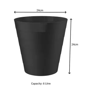 MantraRaj Black Plastic Waste Paper Bin 6L Round Waste Basket Trash Can Lightweight Rubbish Bin Open-Top Design