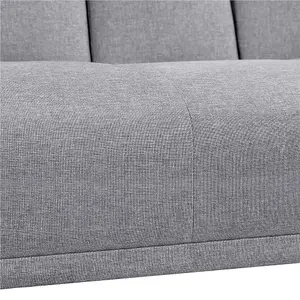 Yaheetech Light Grey Fabric Upholstered Convertible Sofa Bed with Drop-down Cup Holders and Pillows