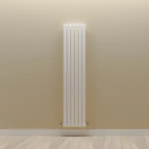 Vertical White Single Oval Panel Radiator (H)1600mm x (W)354mm, 3410 BTU.