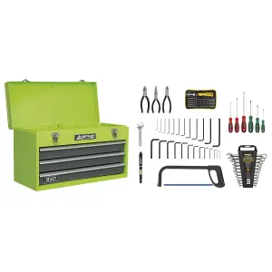 Sealey 3 Drawers Portable Tool Chest Hi-Vis 93 Pieces & Tool Kit AP9243BBHVCOM