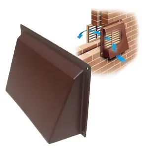 Brown Hooded Cowl 9" x 6" Vent Cover for Air Bricks Grilles Extractors Vents