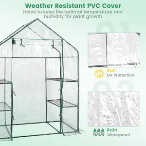 Costway Mini Walk-in Greenhouse Heavy-Duty Garden Warm House w/ PVC Cover